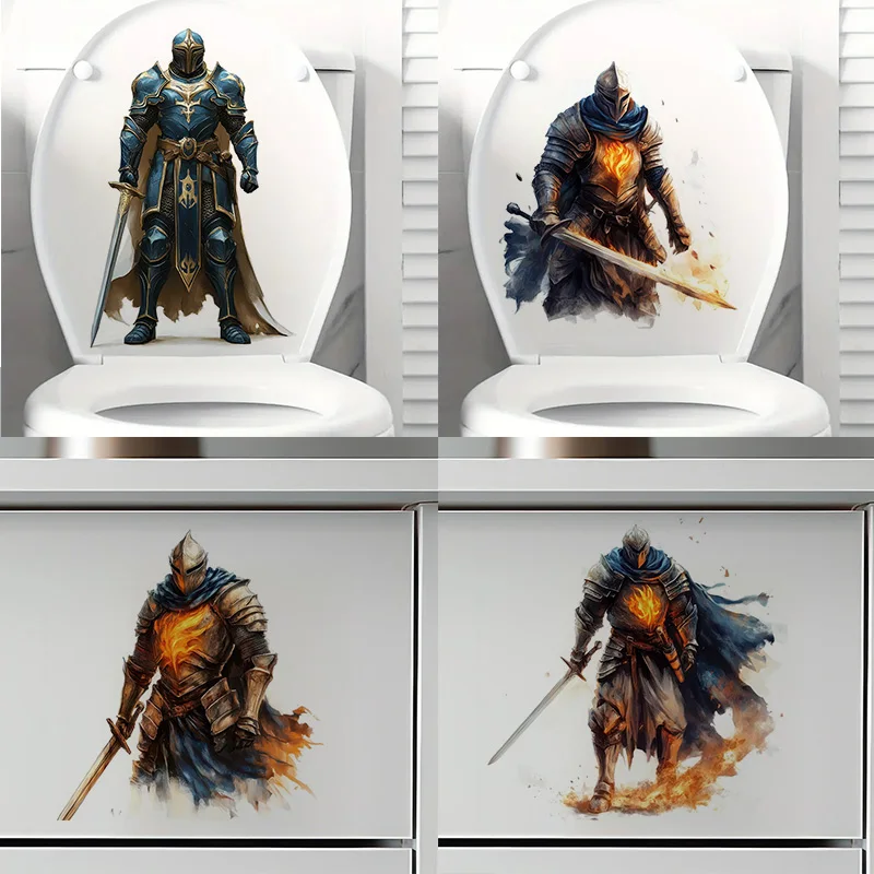 

Medieval Knight Toilet Stickers, Bedroom Entryway Living Room Porch Home Decoration Wall Stickers, Removable Stickers