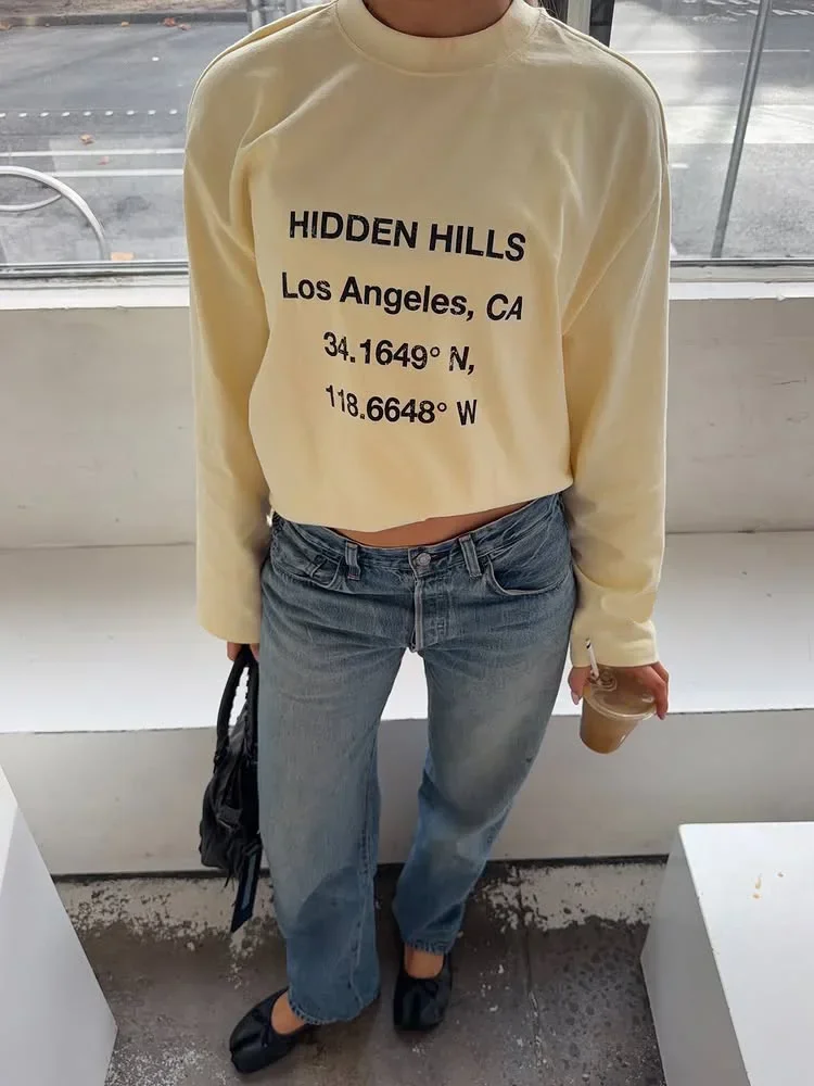 2026 Unisex Y2K Long Sleeve T-shirt, Unique Front Letter Print, Crew Neck Casual Tee, 90s Retro Streetwear for Men and Women