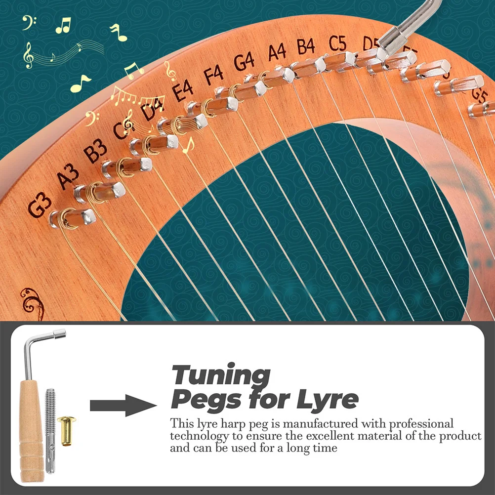 

1Set Lyre Harp Tuning Pin L-Shaped Wrench Durable Lyre Harp String Nails Professional Musical Instrument Part Instrument Supply