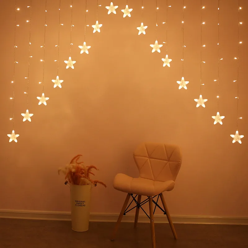 Big Star LED Curtain String Light Christmas Decorations for Home Garland Decor New Year 2024 Noel Navidad Christmas Ornaments