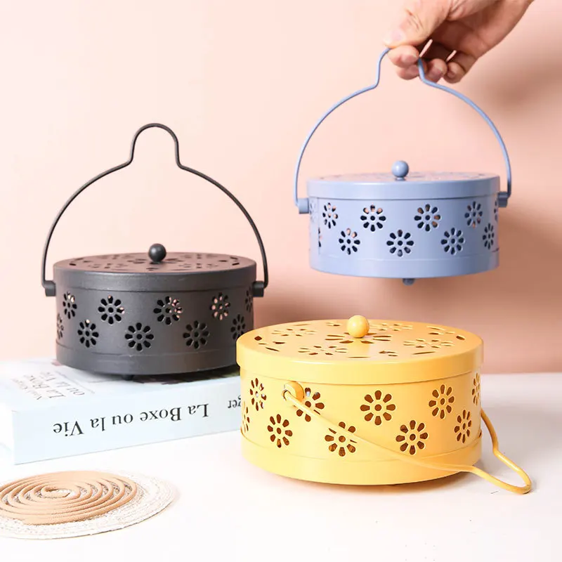 

Iron Mosquito Coil Holder - Covered Ash Catcher, Reusable Incense Burner, Mosquito Repellent Accessory for Home