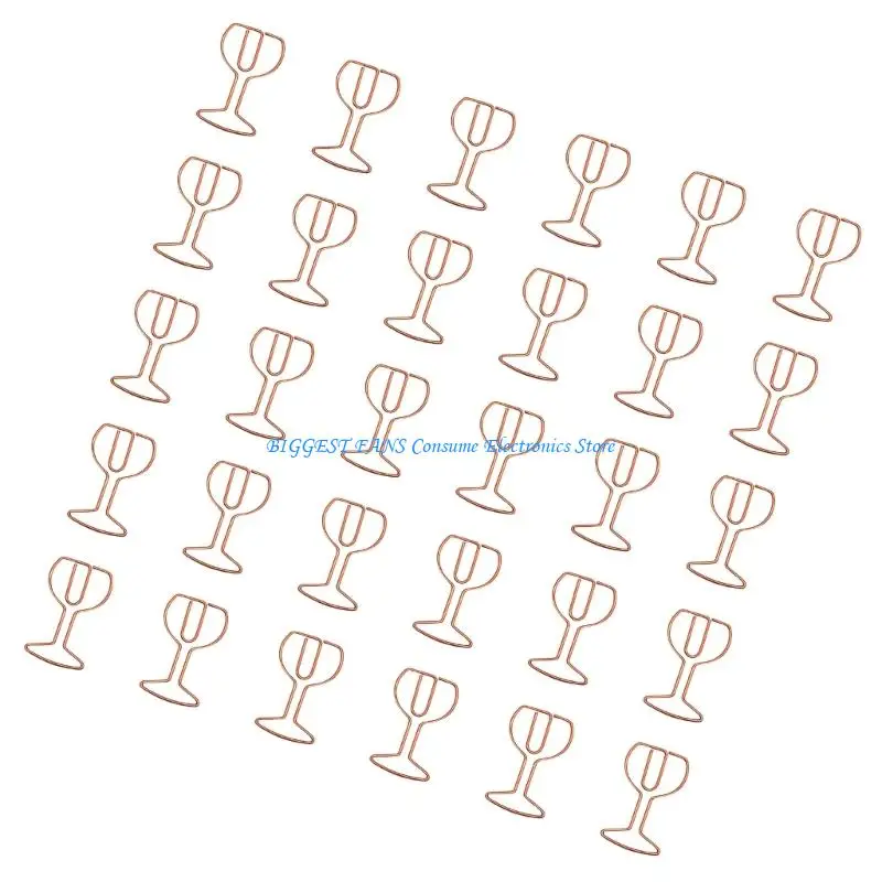 30pcs 와인 유리 모양 종이 클립 클립 파일 주최자 클립 금속 도서 마커 클립