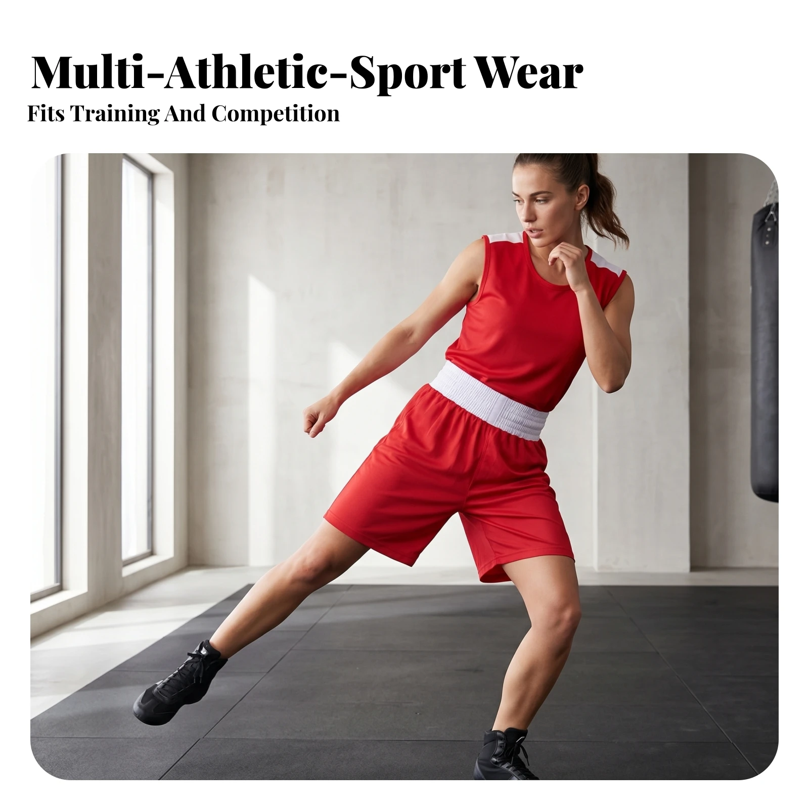 Full Range of Motion Lightweight Boxing Training Outfit Contrast Trim Boxing Top and Shorts Sports Apparel Sportswear Set