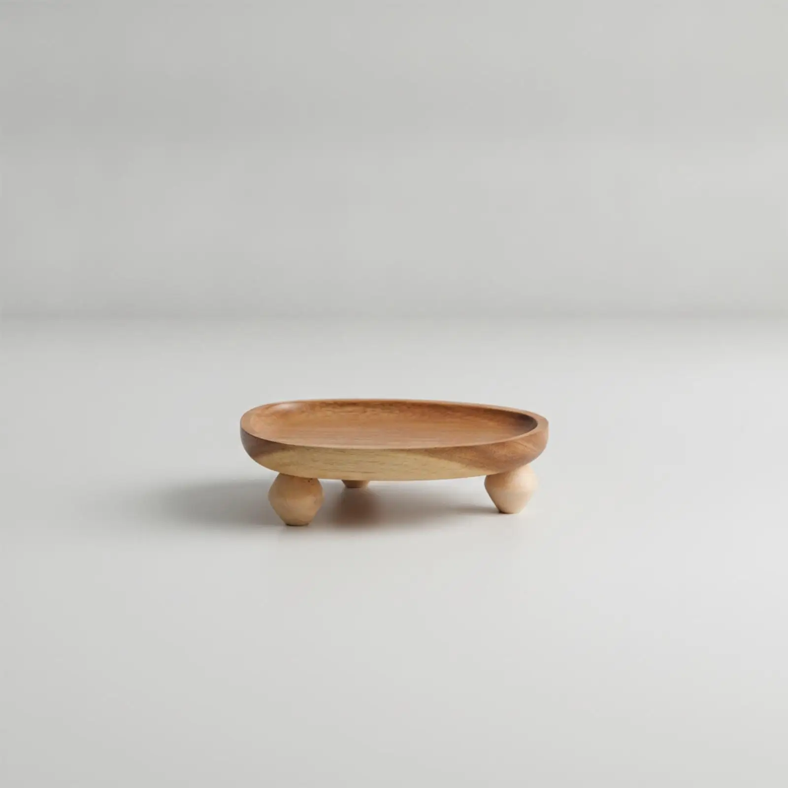 Elevated Walnut Wood Serving Tray with Feet for Snacks and Desserts Decorative Round Tray for Coffee Table Luxury Wooden Tray