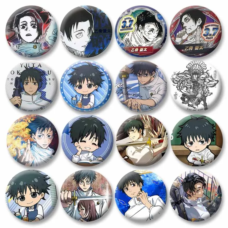 Anime menino yuta okkotsu alfinetes esmaltados dos desenhos animados cosplay emblemas broches redondos de plástico na mochila acessórios de roupas jóias presentes