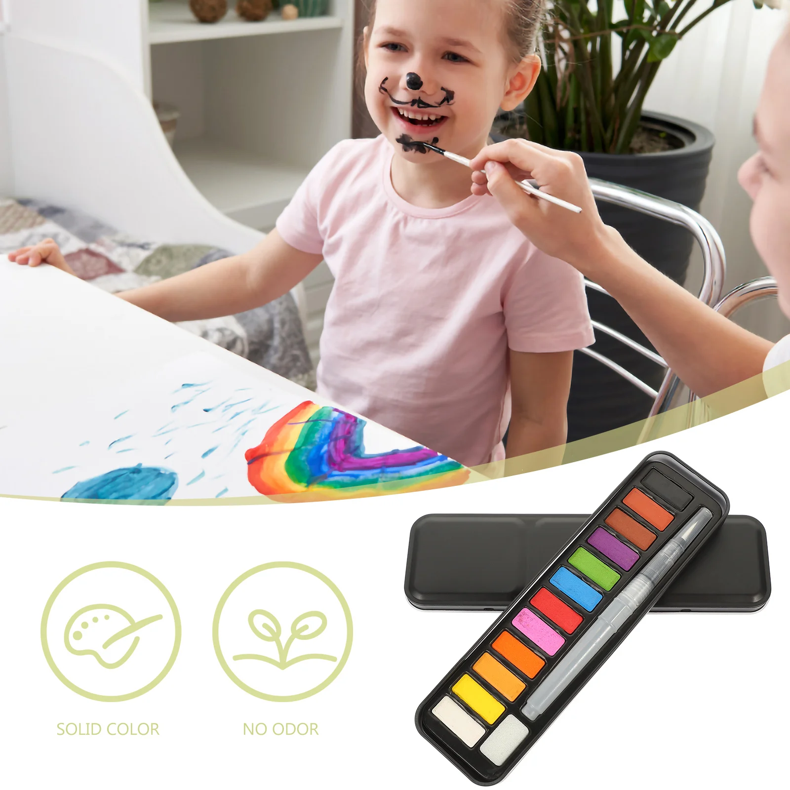 

1 Box Solid Watercolor Paint Set Kids Diy With Mixing Card Portable Painting Supplies Beginner Travel Set Coloring Tools