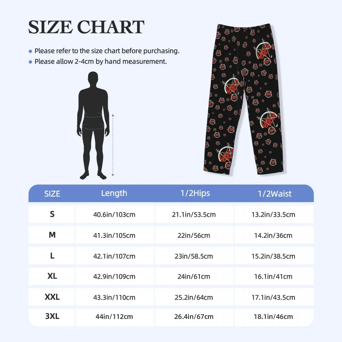 Custom Print Heavy Metal Rock S-slayers Pajama Pants Men Sleep Sleepwear Bottoms with Pockets