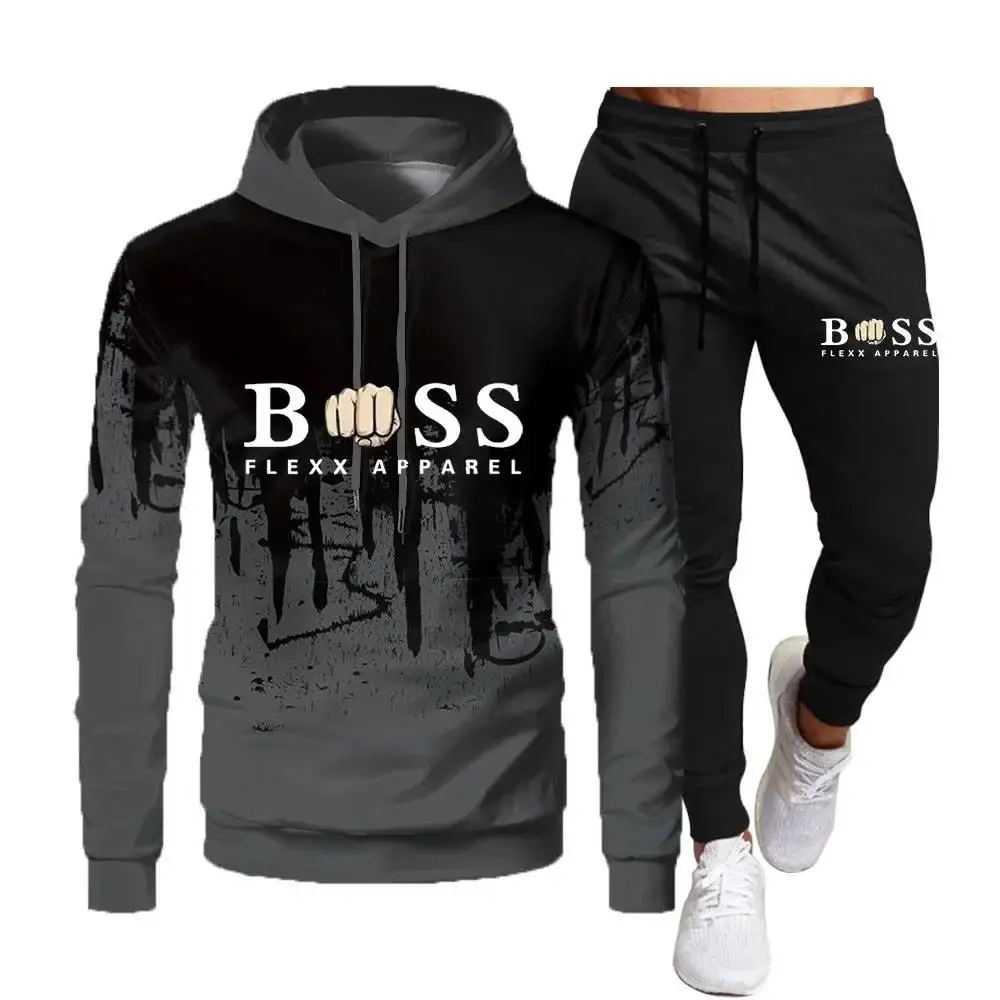 2021 Fall Winter New Brand Men's Tracksuit Sportswear Hoodies Sweatshirts Sweatpants Two Piece Sets Fashion Jogging Male