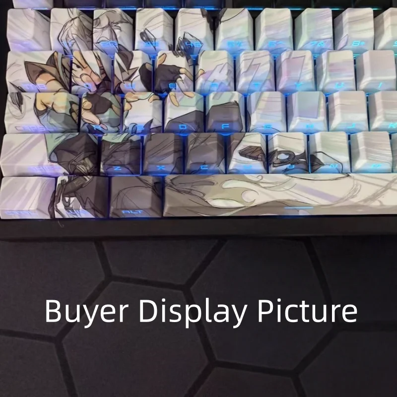 Jiefeng テーマキーキャップ オリジナル工場 サイド刻印文字 透明 PBT メカニカルキーボード PC ゲーミングキーボード アクセサリー