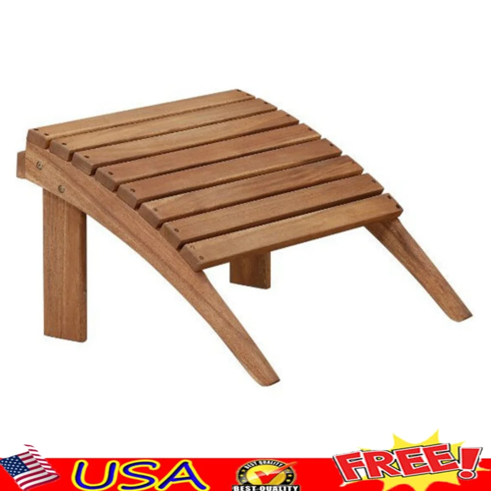 

Outdoor Solid Acacia Wood Ottoman Sturdy Durable Classic Style Furniture Acorn Brown Stain Perfect Adirondack Chairs Relaxation