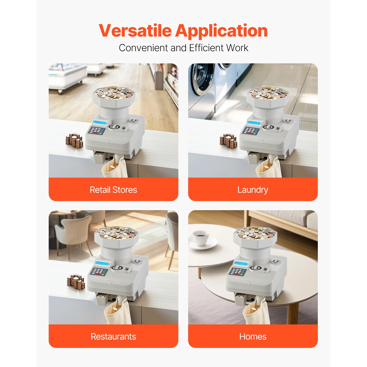 SucceBuy All-Coin Sorting Machine, Automatic Coin Sorter and Wrapper with LED