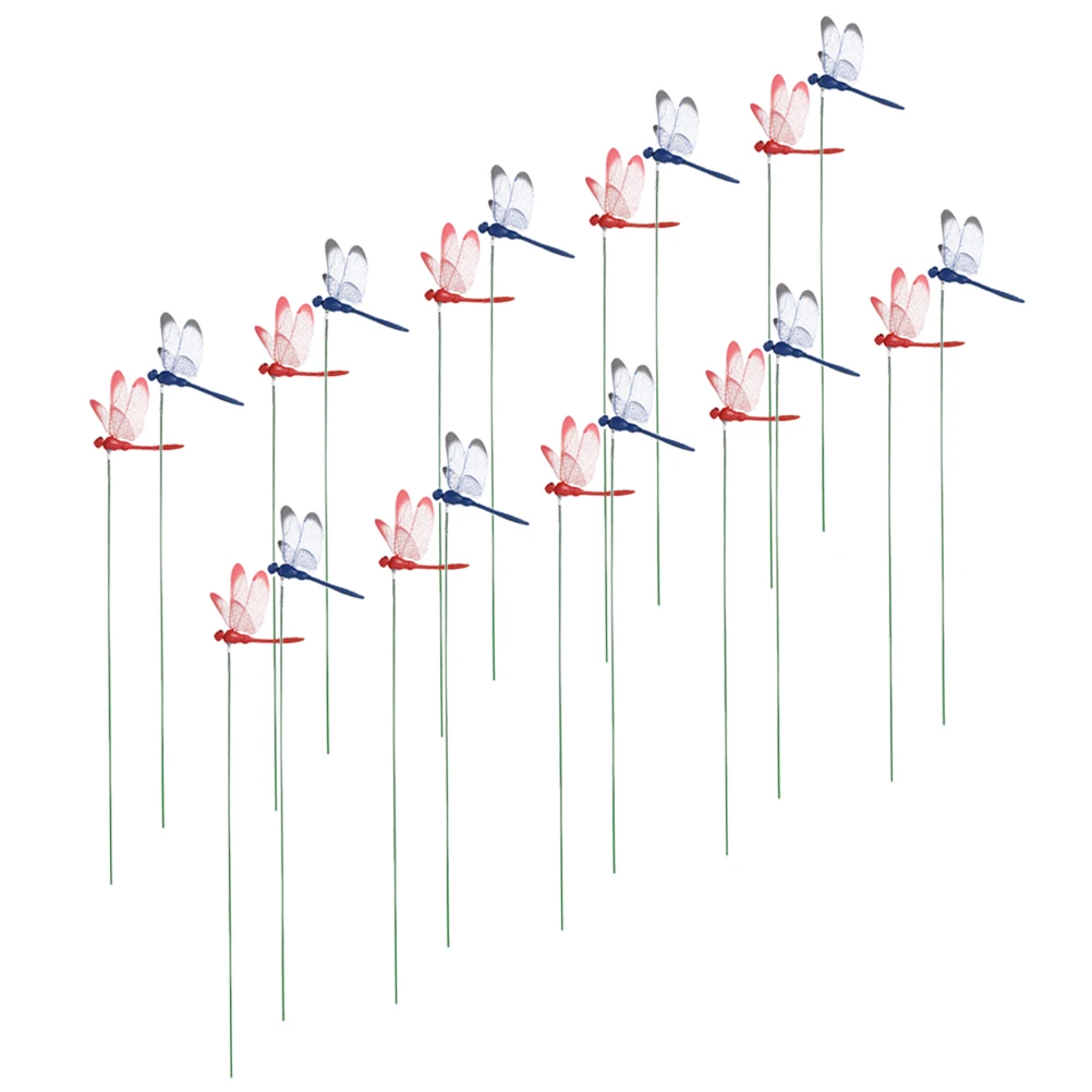 

24 Pcs Simulated Dragonfly Decoration Iron Wire Stakes Easy Install Lifelike PVC Material Stylish
