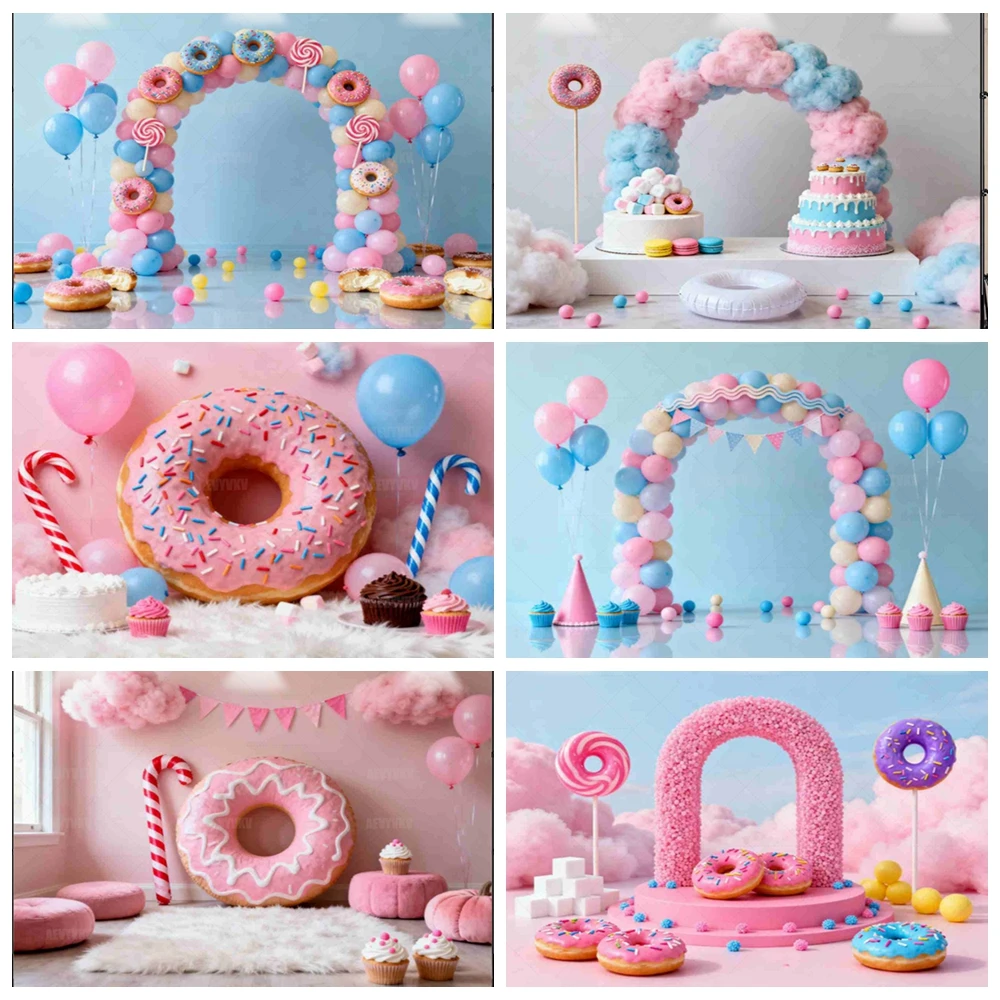 

Sweet One Donut Photography Backdrop for 1st Birthday Party Baby Shower Cake Smash Photo Booth Background Portrait Decor Props