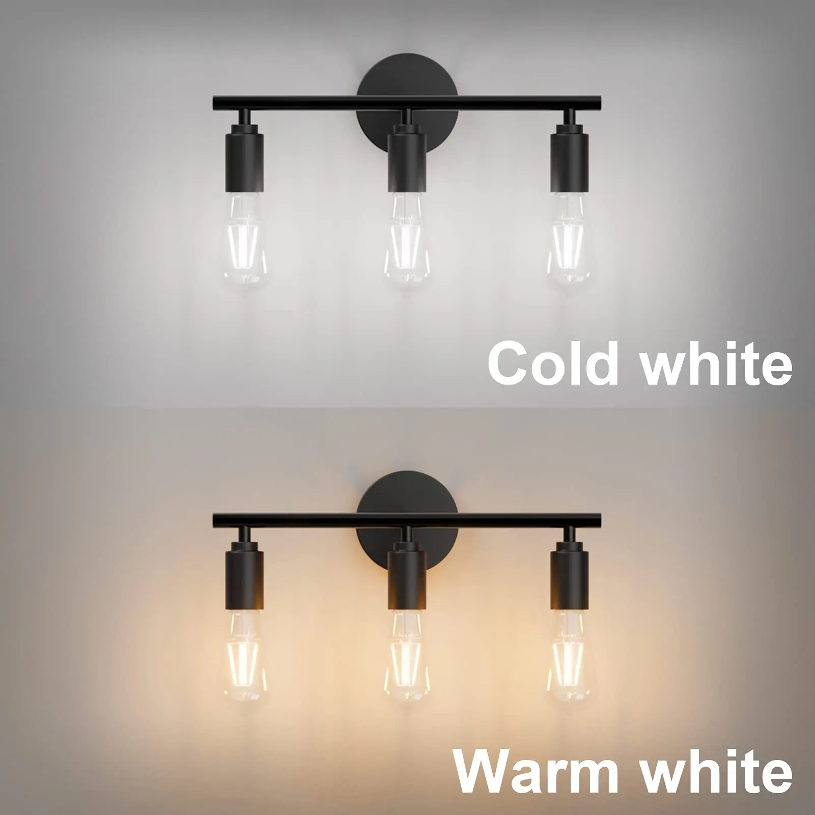 Lâmpada de parede vintage para banheiro, lâmpada espelho, metal preto, corredor interno, corredor, sala de estar, quarto, moderno, 3 luz, E26, E27