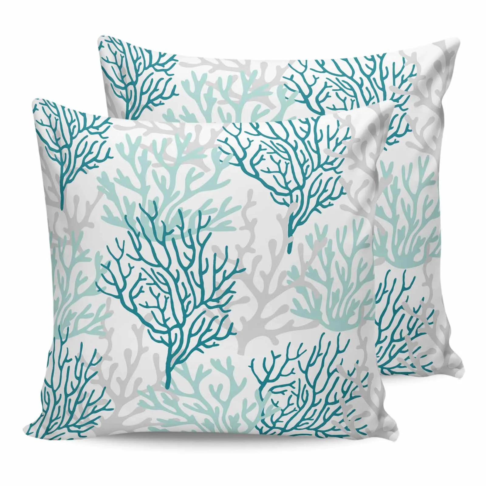 2/4PCS Outdoor Garden Chair Waterproof Cushion Cover Coral Marine Organisms In Summer Home Decor Pillow Case