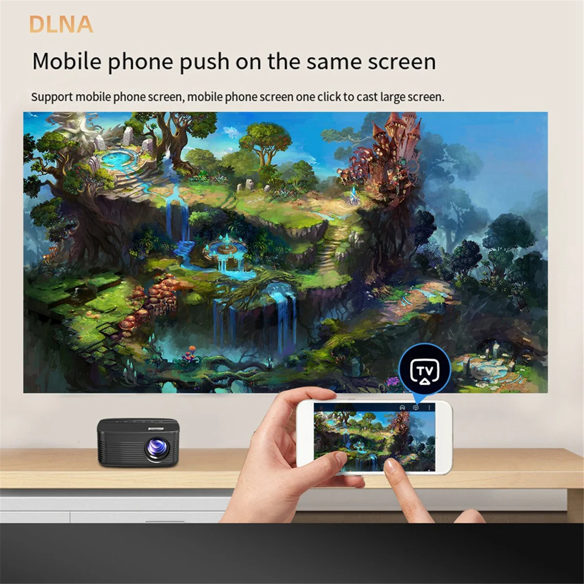 【New User-Coupon!】1920x1080P Projector T11 Multi-Functional Home Projector Mini Portable Same Screen Version Projector US Plug