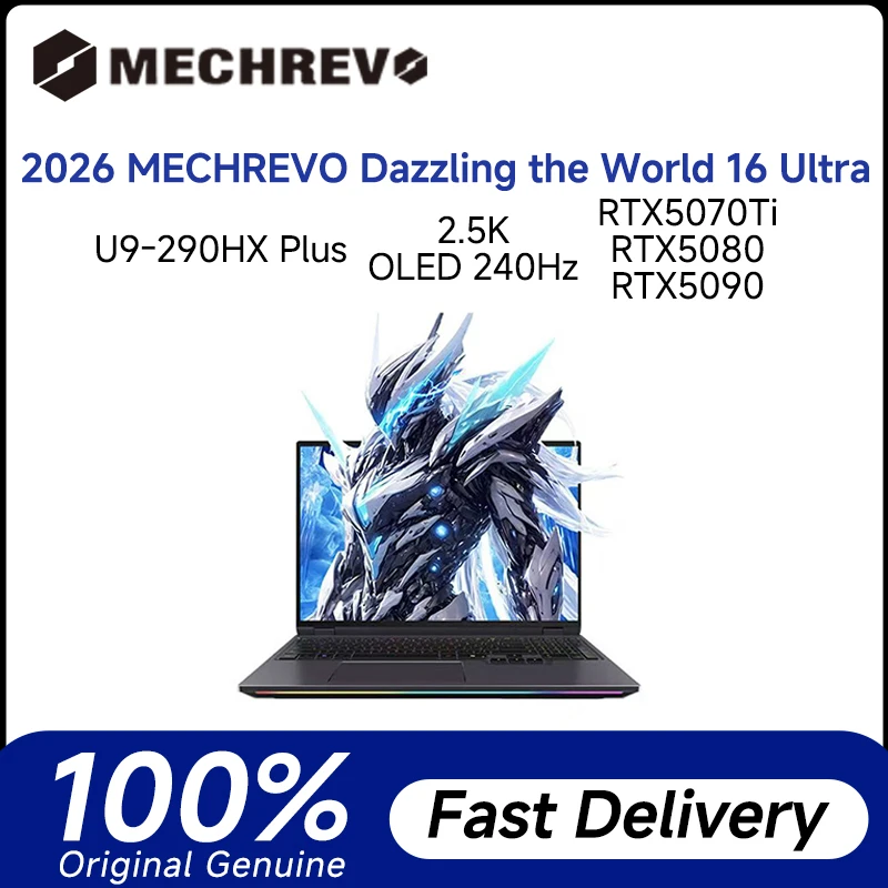 2026 MECHREVO Dazzling the World 16 Ultra Gaming Laptop 16 Inch 2.5K 240Hz OLED Screen Intel Ultra 9-290HX Plus 32GB 2TB RTX5080