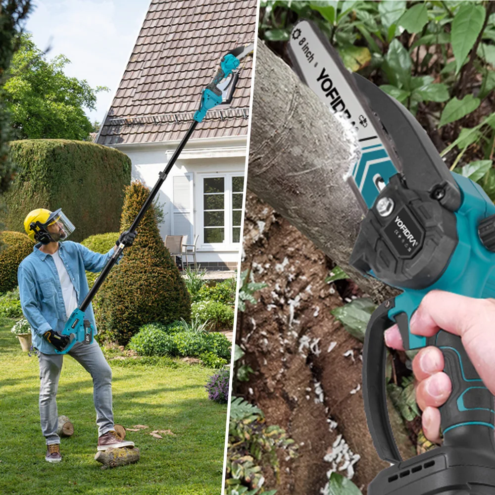 YOFIDRA 4-in-1 bürstenloser Hochteleskopstab 8-Zoll-Kettensägen-Astschere 32-mm-Schere Garten- und Holzbearbeitungs-Astschneidewerkzeug für Makita 21V Akku – Detail 6