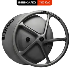 700C Carbon Wheel 5 Spoke FiveSpoke Disk Full Disc Wheel 27mm Ceramic Bearing Speed Tubeless Road Bicycle Disc Brkae Beskardi