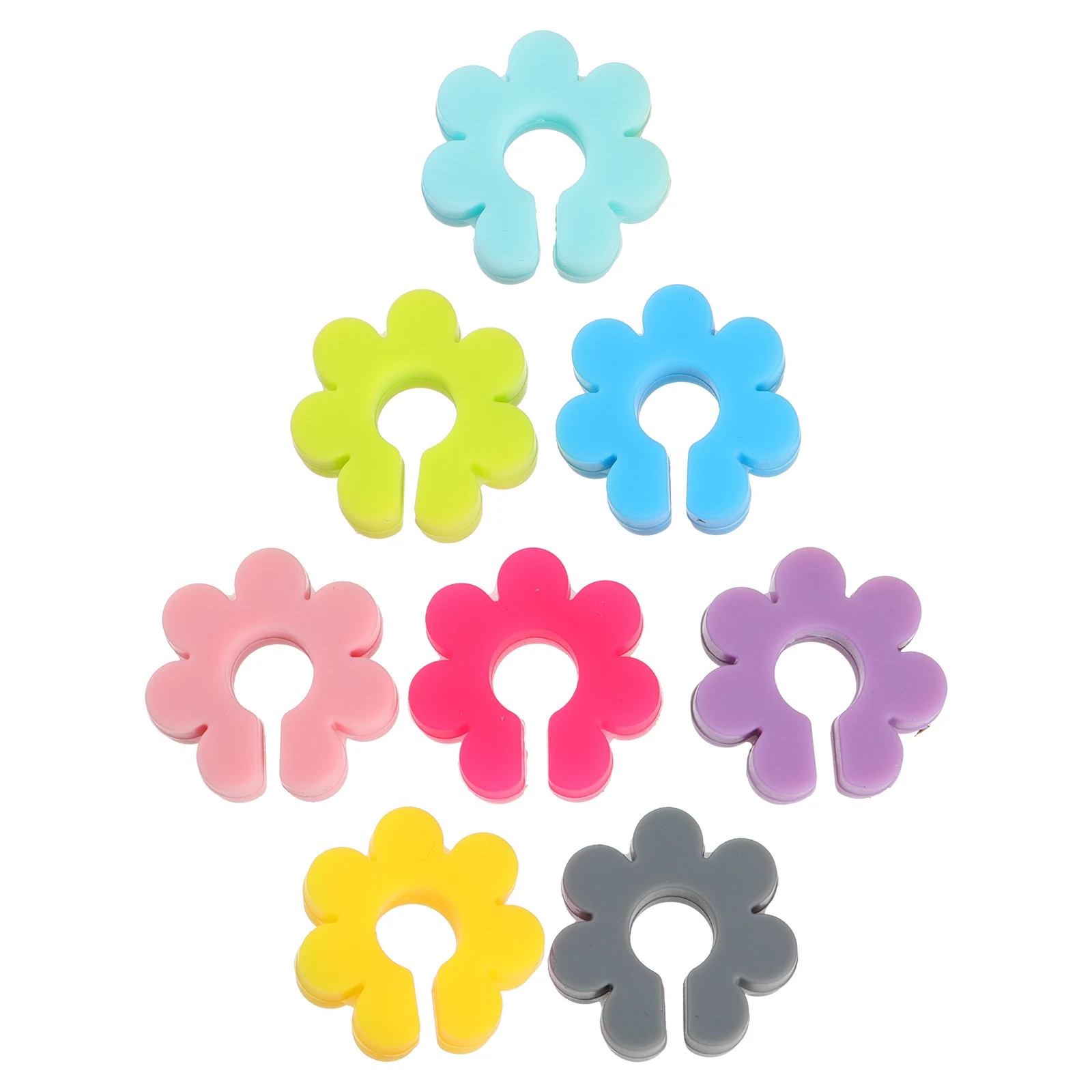 

8pcs Glass Charms Flower Shape Silicone Drink Markers for Party Decorations Tags Kitchen Bar Accessories