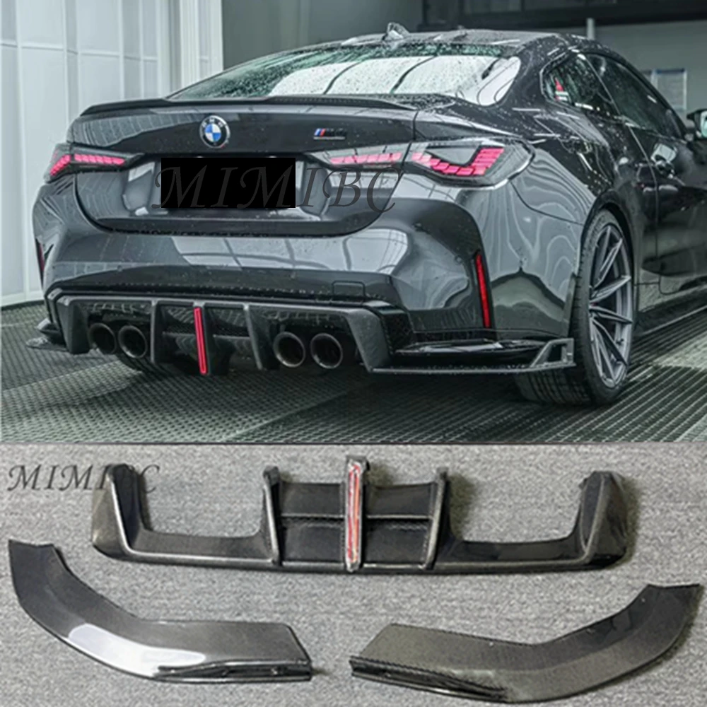 

Dry Carbon Fiber Rear Bumper Lip Diffuser With LED Light Side Splitters Bodykits For BMW G80 G82 M3 M4 2021+