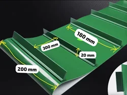 Perimeter:3000x200x2mm(6x10mm guide stripe)  green pvc conveyor belt(add cleats)