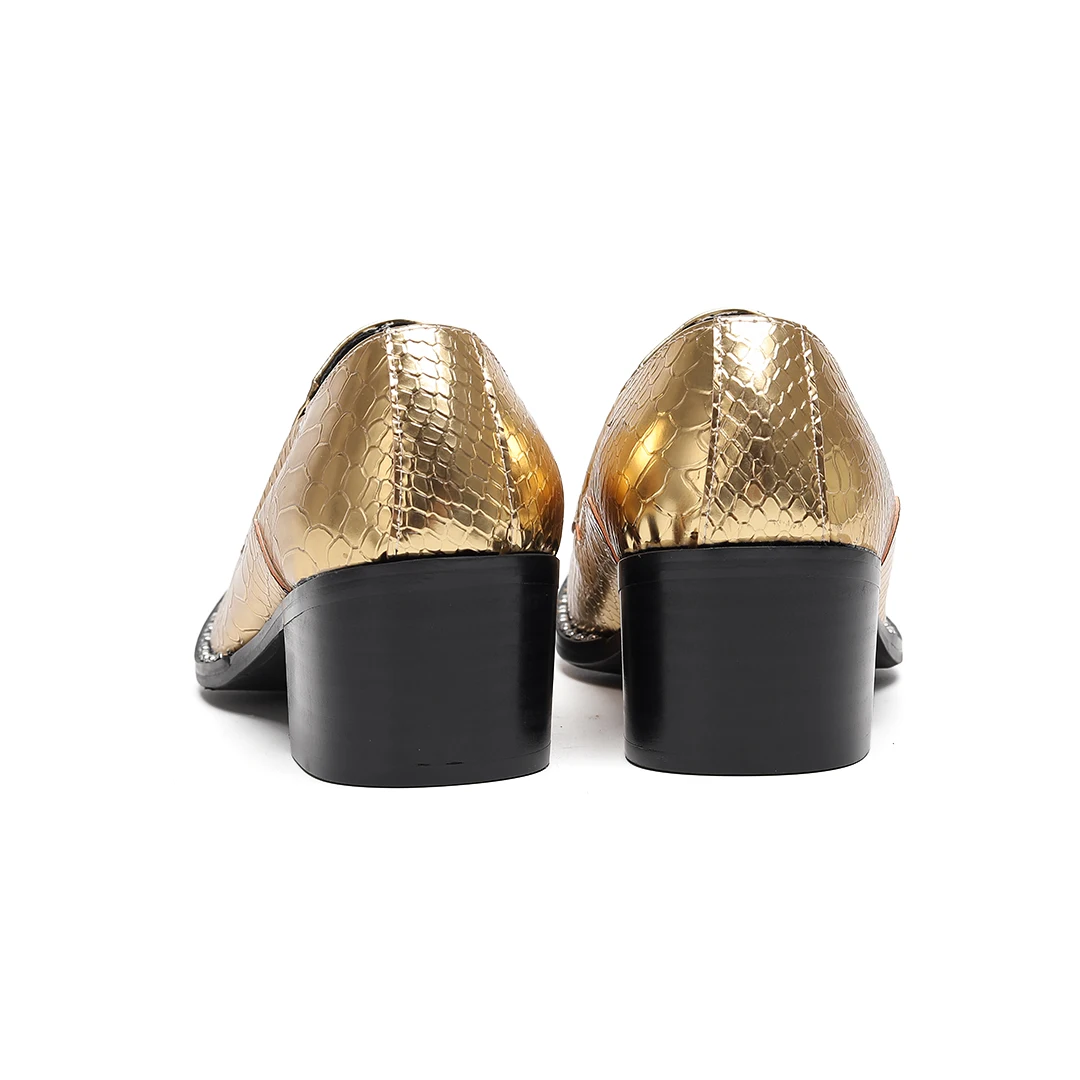 Scarpe eleganti da festa da uomo in vera pelle dorata Scarpe formali da ufficio da ufficio con punta a punta di grandi dimensioni Calzature maschili Scarpe da uomo in pelle da club