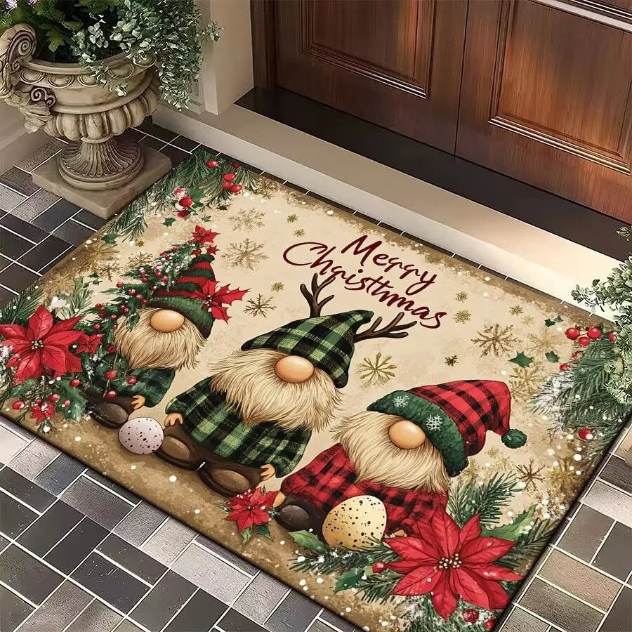 Weihnachtsbaum Weihnachtsmann Elch Weihnachten Eingangstür Bodenmatte Festliche Dekorationen Teppich Badezimmer Anti-Rutsch-Matte Eingang Fußmatte – Detail 6