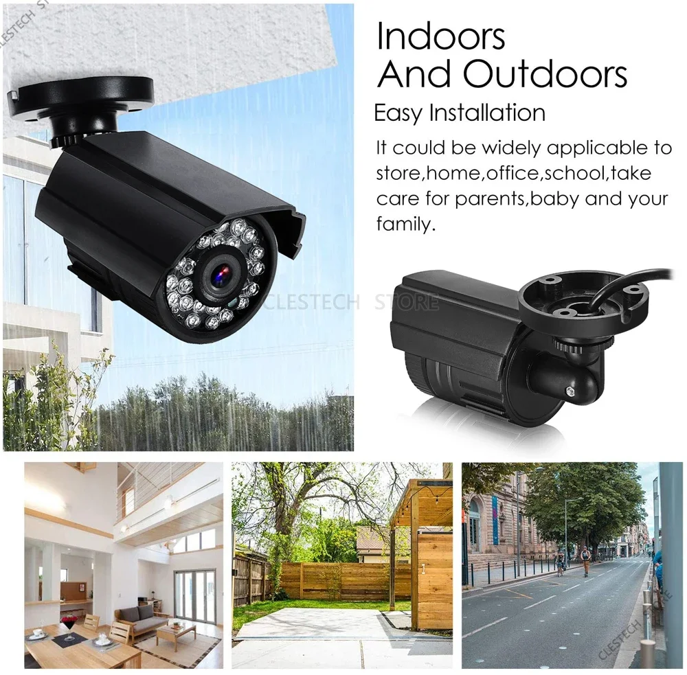 Imagem -05 - Câmera Cctv Mini Impermeável com Suporte Cctv ao ar Livre Visão Noturna ir Monitoramento de Cores Analógico Segurança para Casa com Suporte Real 1200tvl hd