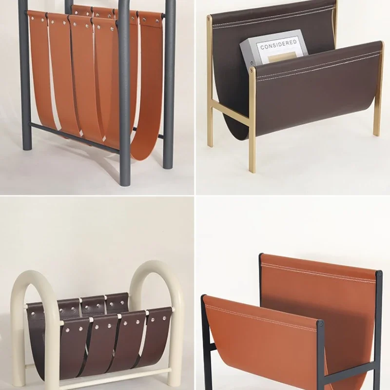 

Color book and newspaper rack, floor-to-ceiling leather magazine rack, bookshelf, bedside shelf, storage rack