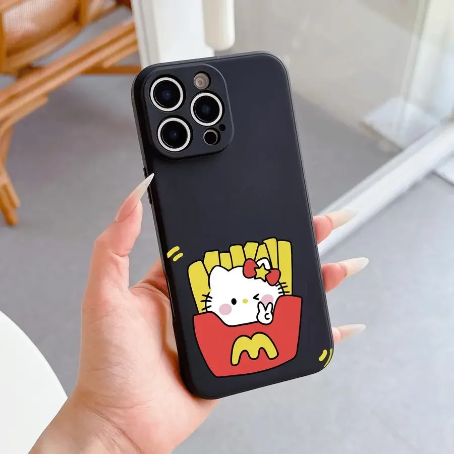 

Hello Kitty Cat Mobile Phone Cases Iphone14 Pro Iphone 16/15/14/13/12/11/x/xs/xs Max Girls Black Phone Case Sanrio Kt 2025 New