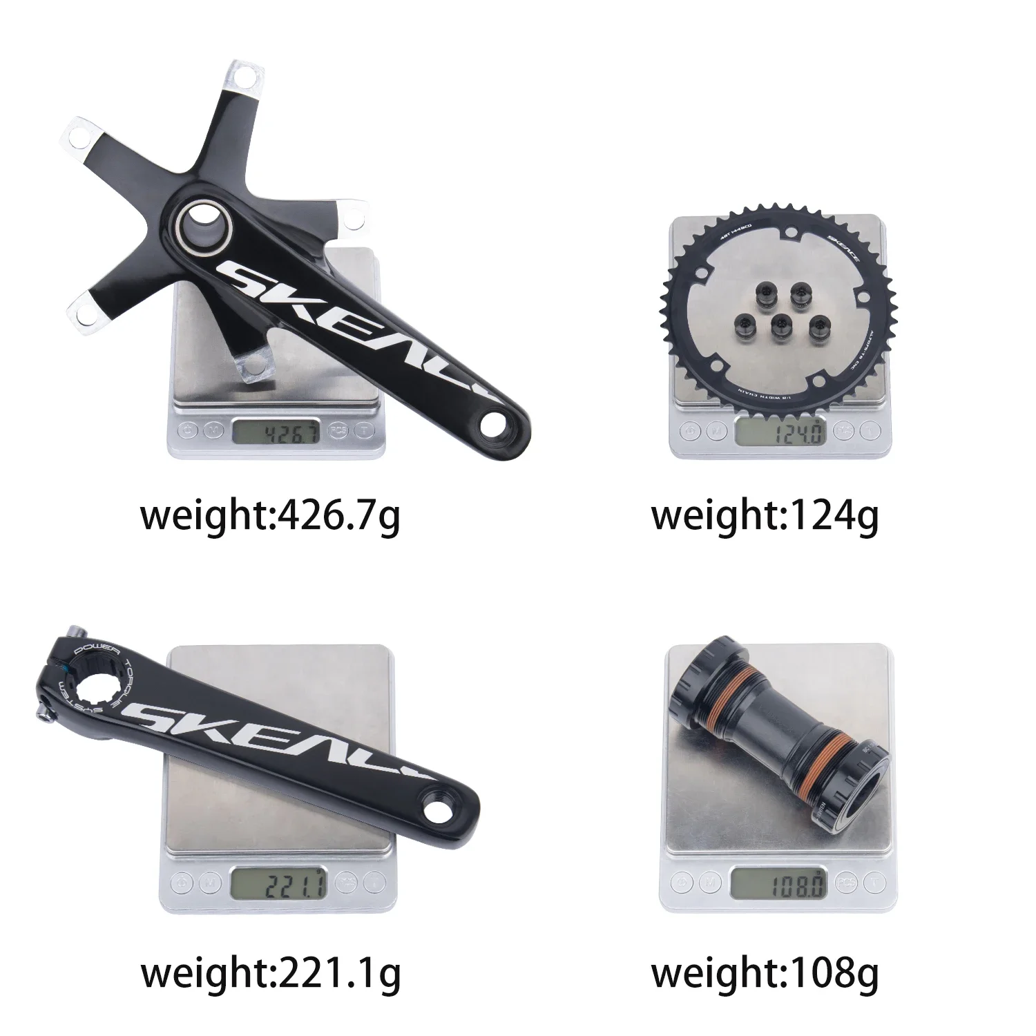 SKEACE Alumnium Alloy Crankset Fixed Gear Bicycle Crank 165mm 144BCD 49T Hollowtech Single Speed Parts Bike Chainwheel With BB