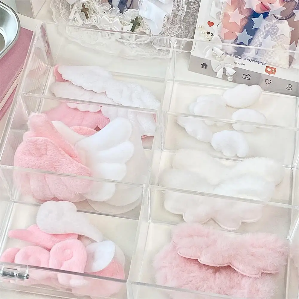 10pcs/pack Card Cover Decoration Material DIY Pink White Plush Wing Sweet Korea Handmade Photocard Holder Dceor Accessories