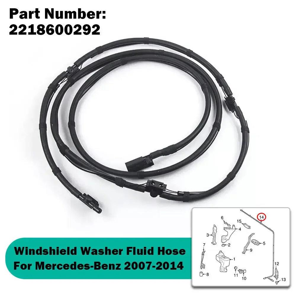 For Mercedes-Benz S550 S600 S65 CL550 CL600 CL63 S63 CL65 S400 S350 2218600292 Front Windshield Washer Fluid Hose W/ Nozzle