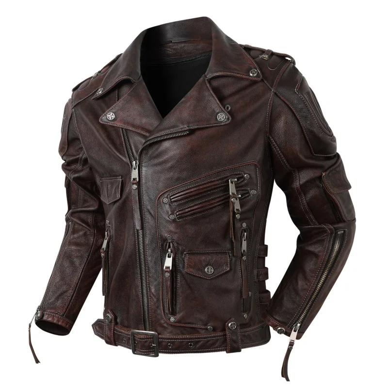 

Harley Motorcycle Top Layer Cowhide Leather Jaet Men Removable Inner Can Add Protection Gear Jaet Vintage Outerwear