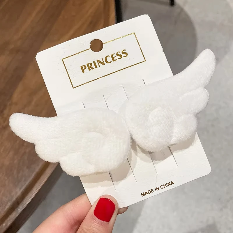 

New Plush Angel Wings Hair Clip Beautiful Girl Bangs Side Clip Versatile Duckbill Hairpin Hair Accessories Headwear
