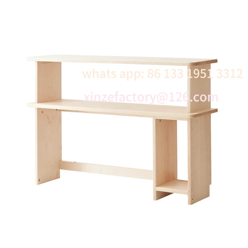 مكتب زاوية شمالي قابل للتخصيص، طاولة دراسة من خشب القيقب بالكامل بزاوية قابلة للتعديل وعرض طاولة ألعاب وغرفة ضيقة للأطفال