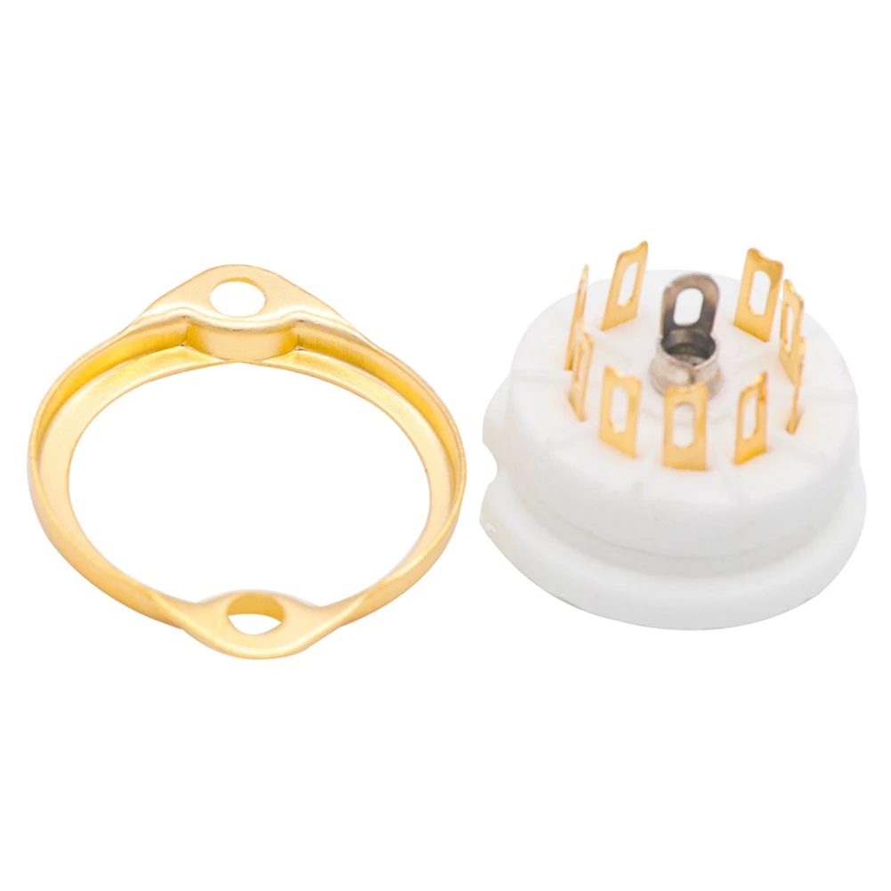 AD41-10PCS GZC9-F B9A جديد 9Pin مطلية بالذهب أنبوب مآخذ قاعدة السيراميك مناسبة ل