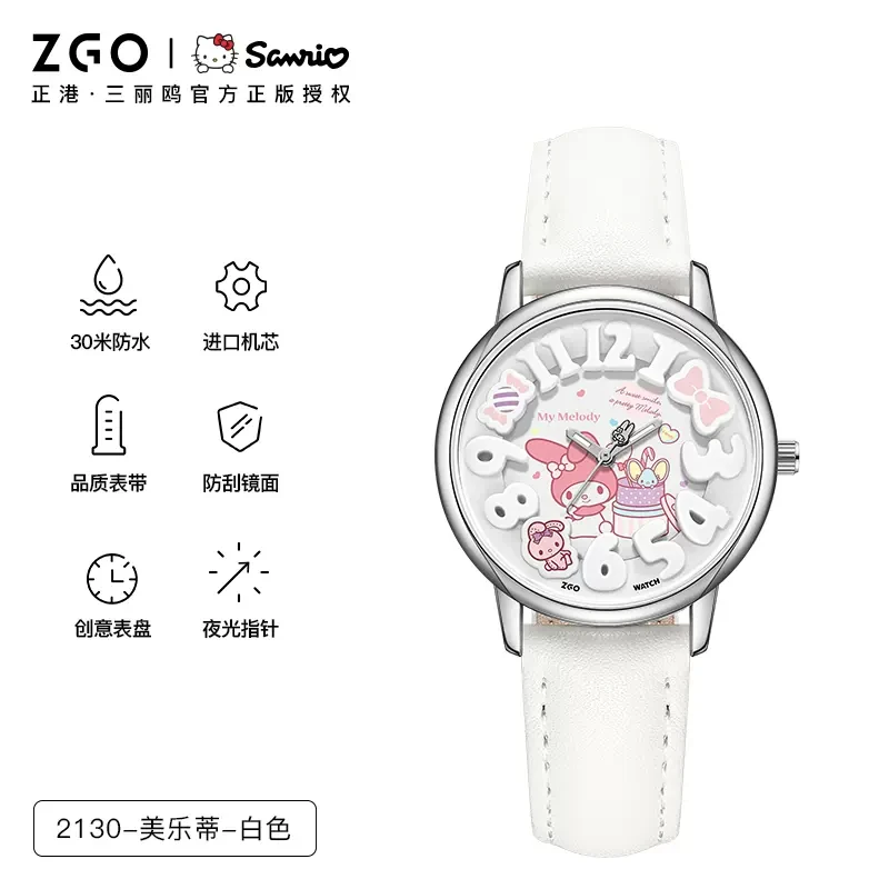 Zgo X Sanrio melody jam tangan Perempuan quartz wrist watch waterproof casual gift 2130