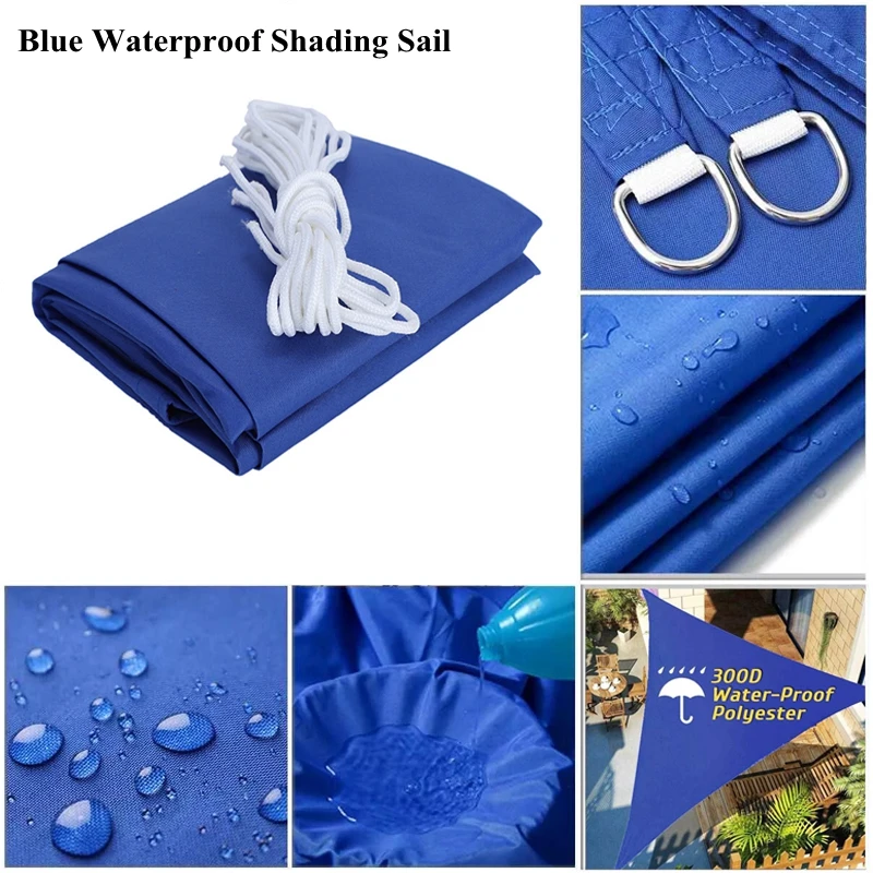 

Blue Sunshade Sail Garden Parasol Sail Car Shelter Waterproof Rainproof Sunshade Cloth Outdoor Awning Swimming Pool Shade Cover