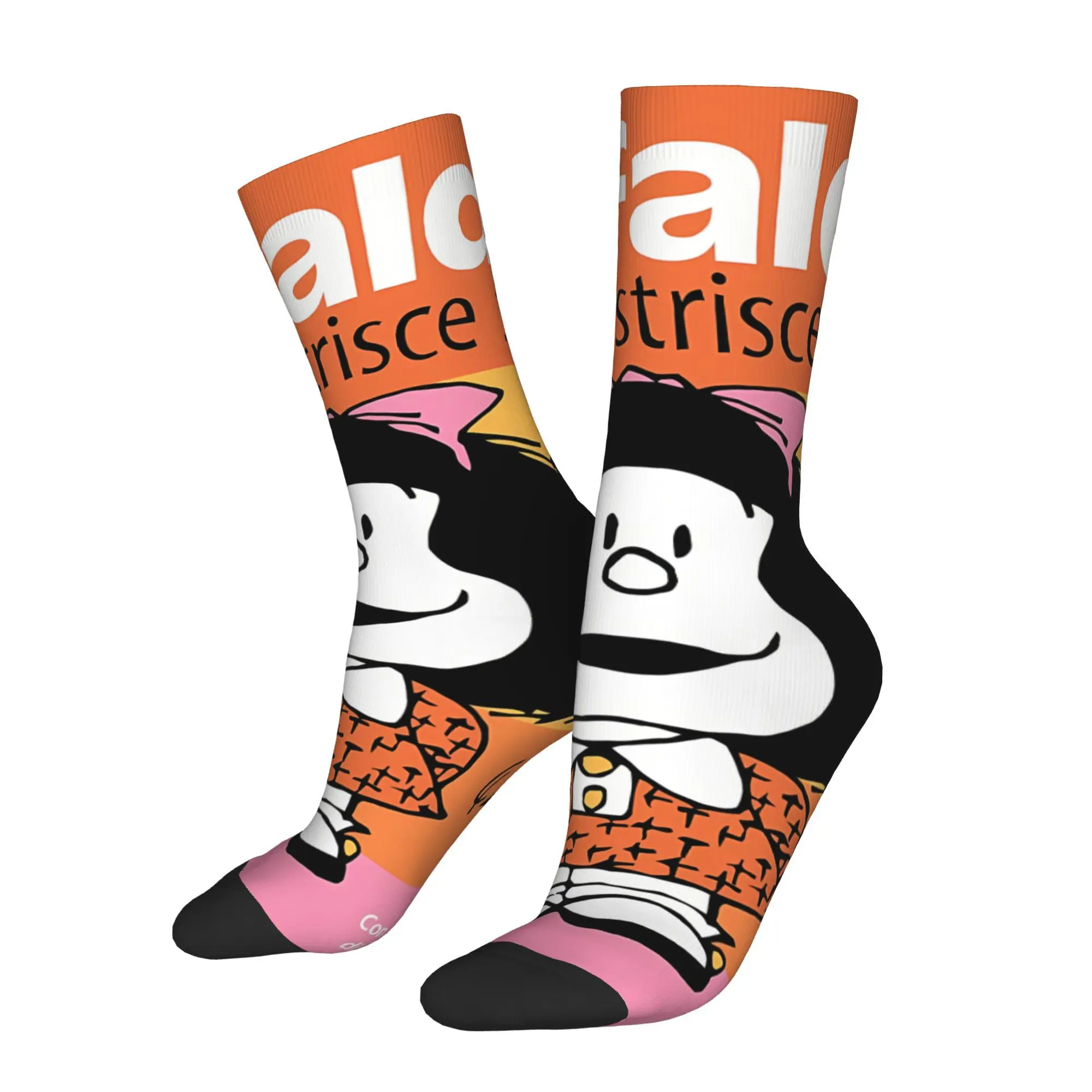 

Забавные мужские носки Happy Mafalda, винтажные носки в стиле Харадзюку в стиле хип-хоп, новинка, носки для экипажа, подарочный узор с принтом