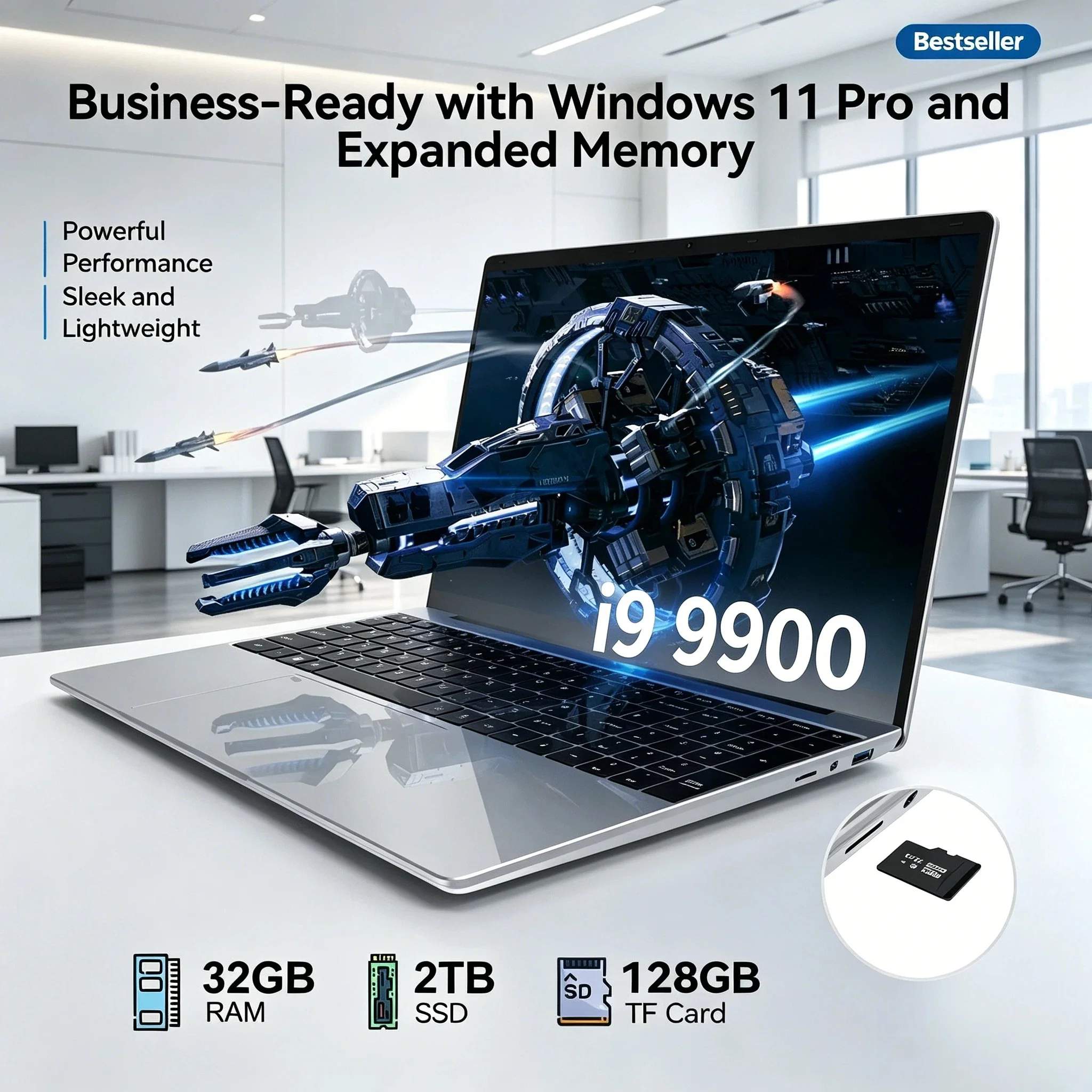 

HOT 15.6 Inch Gaming Laptop Windows 11 32GB 2TB Intel Core i9 9900 1920x1080 HD Ultra Slim PC Gamer Office Notebook