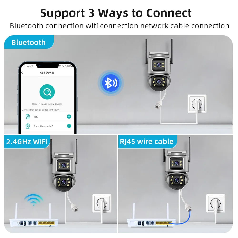 Imagem -06 - Câmera Ptz de Lente Dupla ao ar Livre Tela Dupla Rastreamento Automático ai ip Cctv Áudio Vigilância por Vídeo P2p Icsee 4k 8mp hd Wifi 4mp