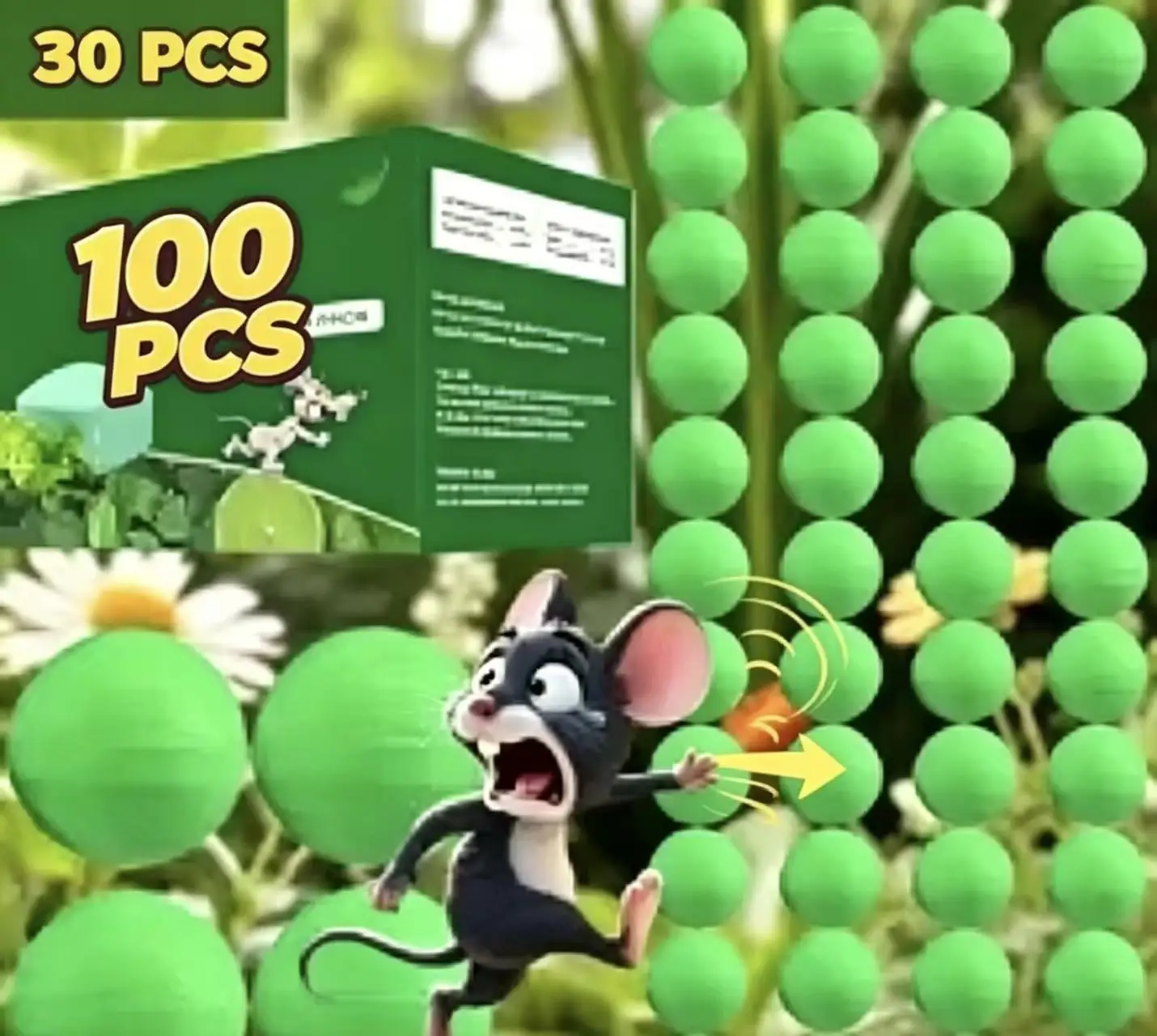 Pilules répulsives contre les insectes et les souris, pilules répulsives pour souris, outils pour décourager l'activité des souris, boules répulsives pour le contrôle des animaux.