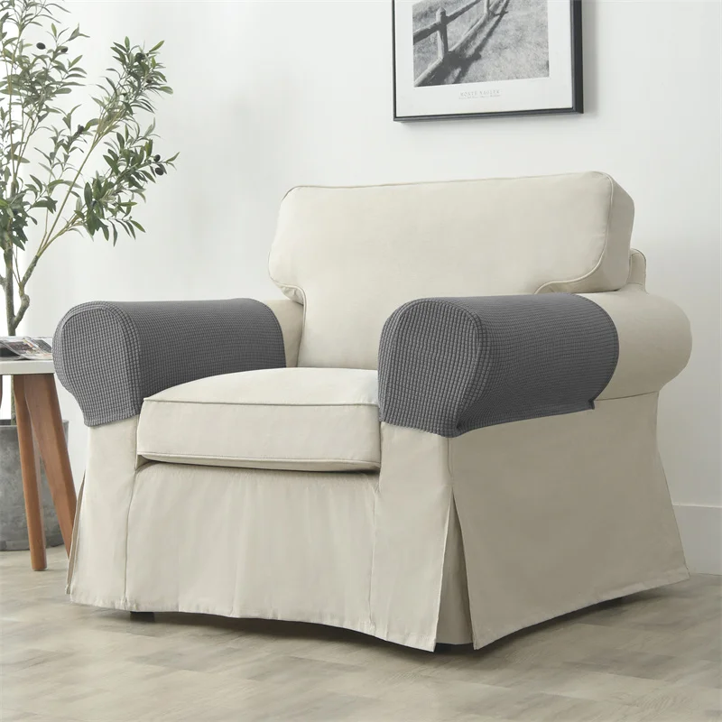 2-teiliges Set Stretch-Sofa-Armlehnenbezug Polar Fleece Schmutzabweisender Couch-Sessel Möbelschutz-Bezüge Einfarbig Wohnungsdekoration – Detail 13