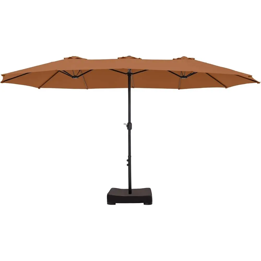 15-Foot Patio Umbrella with Base, Tawny, Large, Double Vent, Suitable for Outdoor, Pool, and Table Use