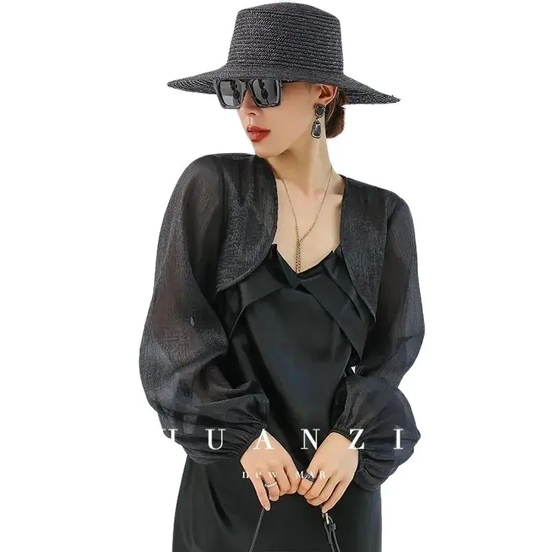 Witte Abrikoos Bruiloft Wrap Sjaal Lange Mouw Cape Voor Jurk Zomer Haalt Bolero Vrouwen Bawting Mouw Cover Up Jack Femme