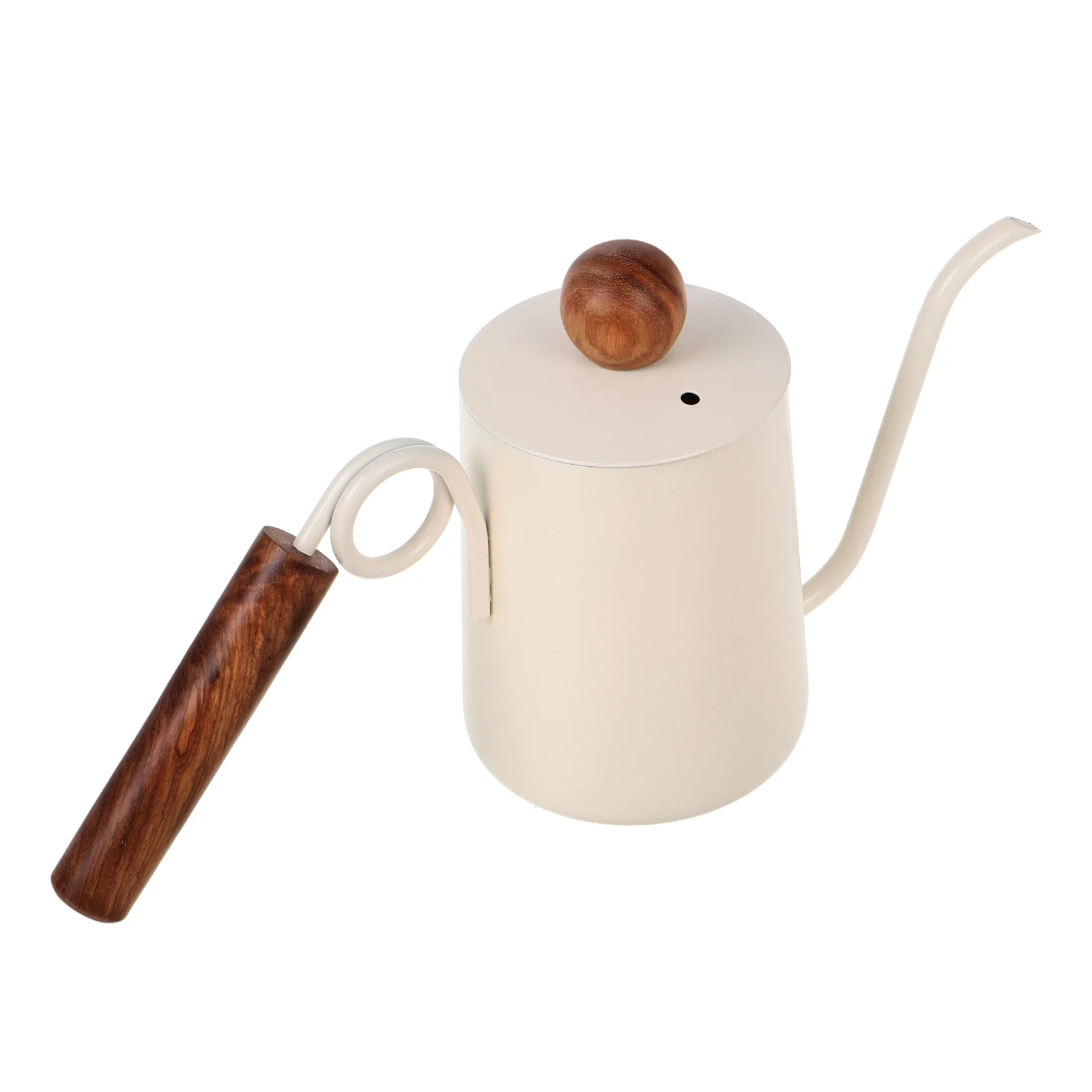 

Gooseneck Coffee Pot Stainless Steel Wood Handle Lid 350ml Kettle Home Office Camping Brewing Drip Coffee Pot