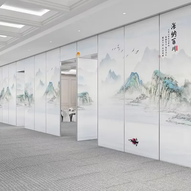 Foldable Operable Sliding Wall Factory Movable Soundproof Folding Room Divider Partition Wall With Track Accessories for