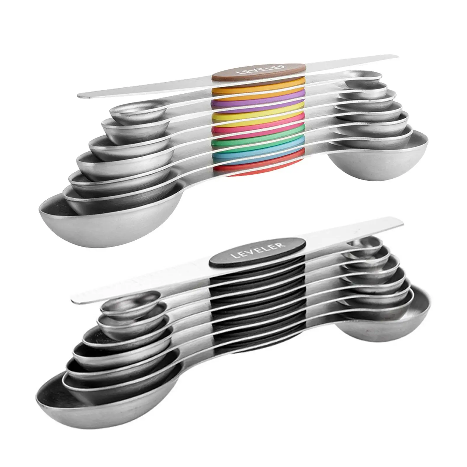 

Stainless Steel Dual Sided Measuring Spoons Set of 8 Easy Storage Sturdy